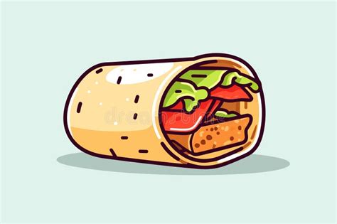 Chicken Tortilla Wrap Hand Drawn Illustration Chicken Wrap Vector