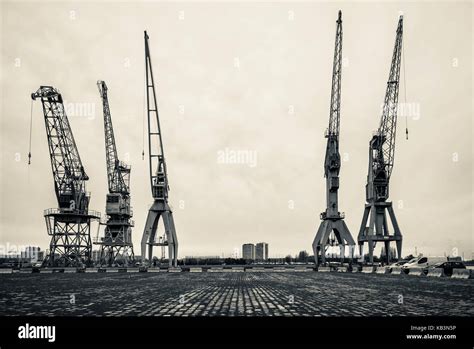 Belgium Antwerp Old Port Cranes Stock Photo Alamy