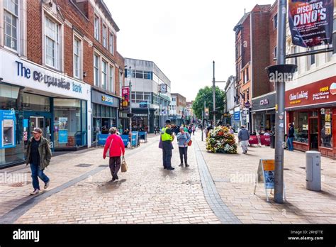 A View Down Dudley Street In Wolverhampton City Centre Police Officers