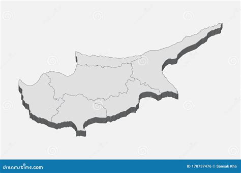 Cyprus Map In 3d 3d Map With Borders Of Regions Stock Illustration