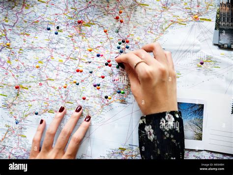 trip planning with map Stock Photo - Alamy