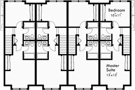 Quadplex Plans Narrow Lot House Plans Row House Plans F 556 Narrow