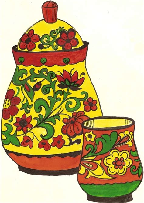 Хохломская роспись в рисунках и картинках для детей