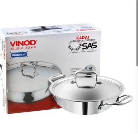 Vinod Platinum Triply Stainless Steel Kadai With Lid Induction