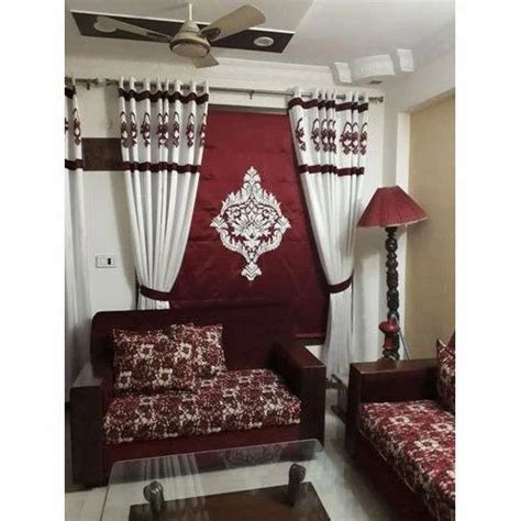 Red White Decorative Printed Fabric Window Curtain GSM 150 200 At