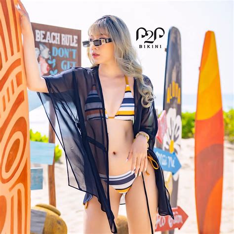 Bikini 2 mảnh cột dây kẻ sọc P2P Bikini Thương hiệu đồ bơi nữ đồ bơi nam hàng đầu Việt Nam