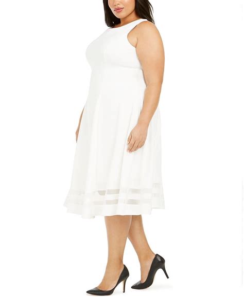 Calvin Klein Plus Size Illusion Fit And Flare Dress Macys