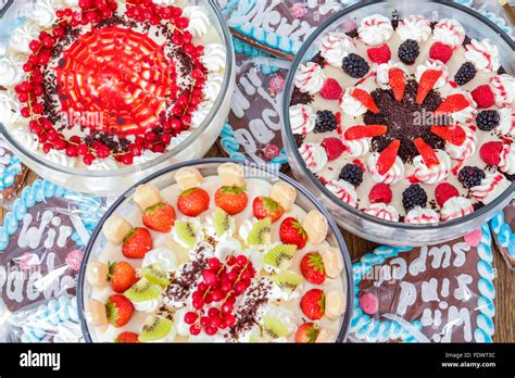 colorful fruit biscuit cake desserts Stock Photo - Alamy