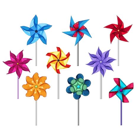 Pinwheel Spielzeug Set Cartoon Vektor Illustration Premium Vektor