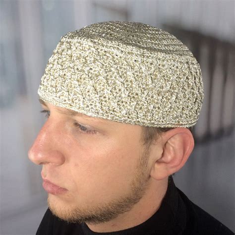 Kufi Hat Mens Taqiyah Crochet Skull Cap For Men With Weaving Etsy