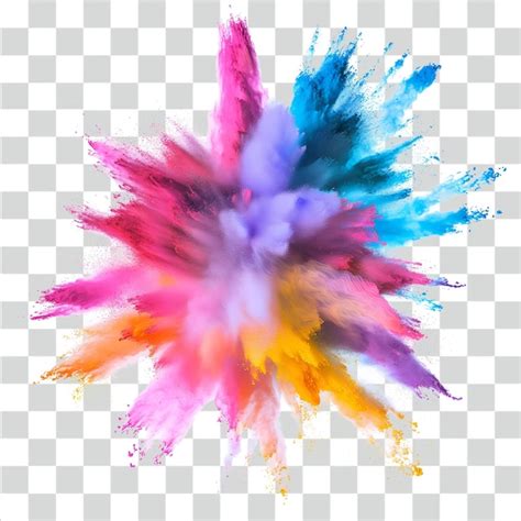 Psd Color Powder Explosion On Transparent Background Premium Ai