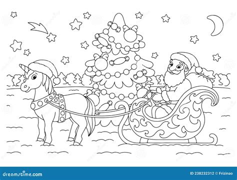 Santa And His Sleigh Coloring Pages