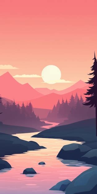 Premium AI Image | Tranquil Creek Minimalistic 8k Mobile Wallpaper With