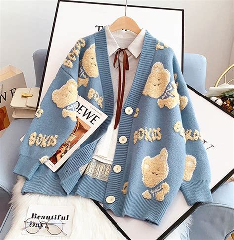 Cute Bear Sweater Coat Jk3053 In 2024 Kawaii Fashion Outfits Kawaii