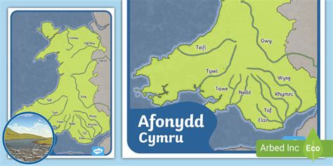 Afonydd Cymru: Map (Teacher-Made) - Twinkl