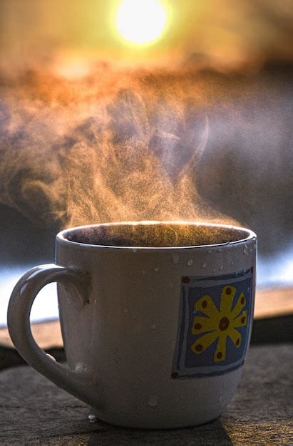 Taza De Caf Por La Ma Ana En La Terraza De Invierno Con El Tel N De