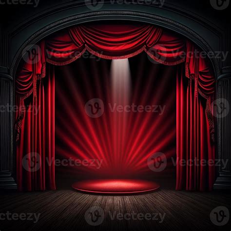 Dark Theater Stage With Red Curtains And Spotlight 22311524 Stock Photo