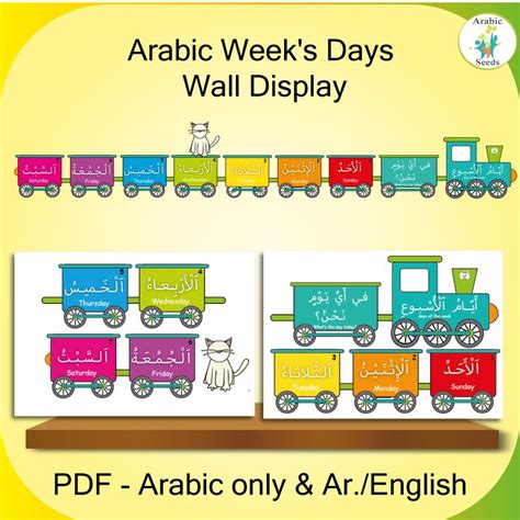 Arabic Weeks Days Wall Display Train And Cat Arabic Only And Ar