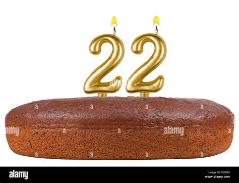 birthday cake with candles number 22 isolated on white background Stock ...