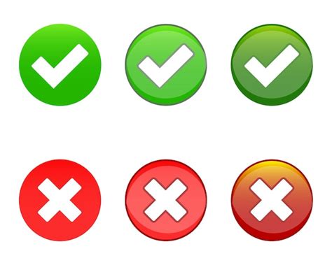 Premium Vector Red Green Cross And Check Mark Icons Set