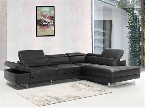 Modern Black Leather Sofa | Baci Living Room