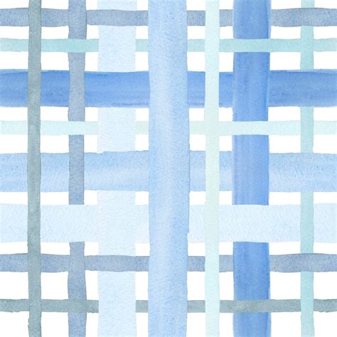 Premium Photo Watercolor Seamless Checkered Pattern With Blue Stripes