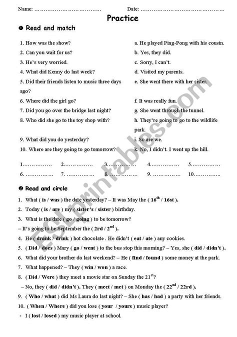 Past Simple Esl Worksheet By Bemuoi