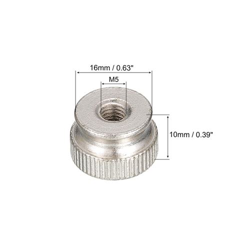 Uxcell ローレットつまみナットm5 X D16mm X H10mm 炭素鋼 ローレットナット カラー付き 3dプリンター部品用 5個