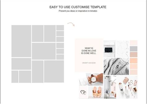 With easy-to-use, customized templates, you can create your own mood boards. As shown below ...