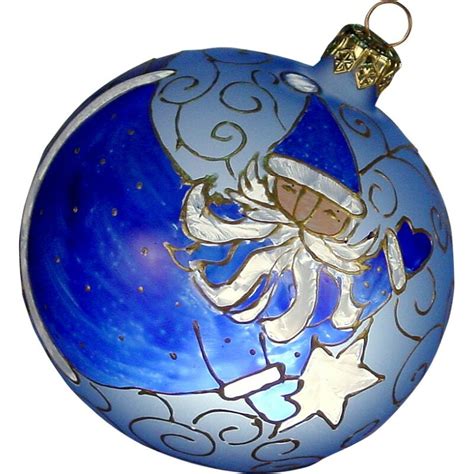 Azor Santa Round Ball Handblown Glass Ornament Dapolonia