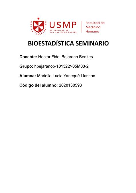 Ejercicios De Clase Bioestad Stica Docente Hector Fidel Bejarano