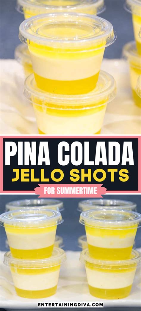 Layered Pina Colada Jello Shots With Coconut Cream Pudding