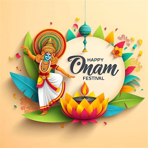 Illustration For Onam Festival Celebration Premium Ai Generated Image