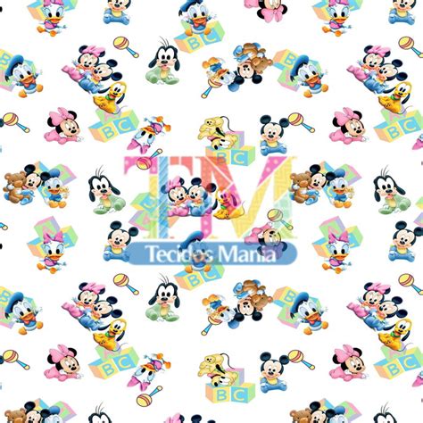 Tecido Gabardine Turma Do Mickey Baby Fundo Branco Elo7