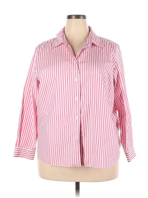 Talbots Cotton Pink Long Sleeve Button Down Shirt Size Plus