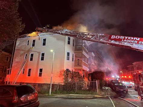 Boston Firefighter Injured In Mattapan Blaze 13 Residents Displaced After Fire Spread From