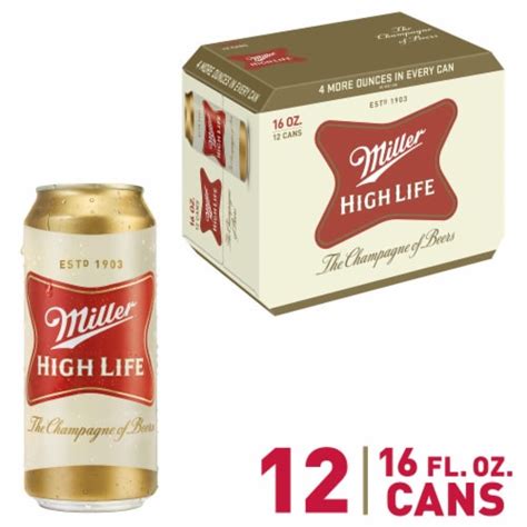 Miller High Life Beer American Lager Beer, 12 cans / 16 fl oz - Fry’s ...