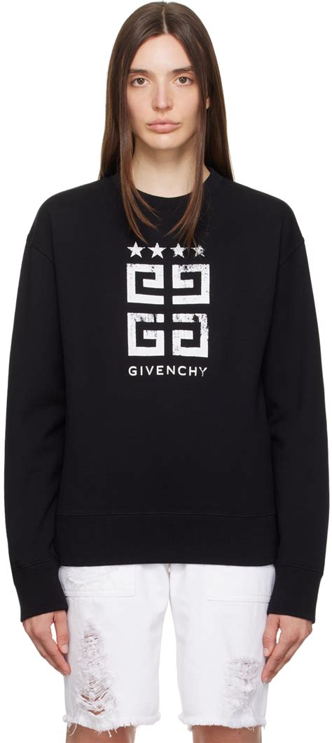 Givenchy Pull molletonné noir à logos imprimés SSENSE France