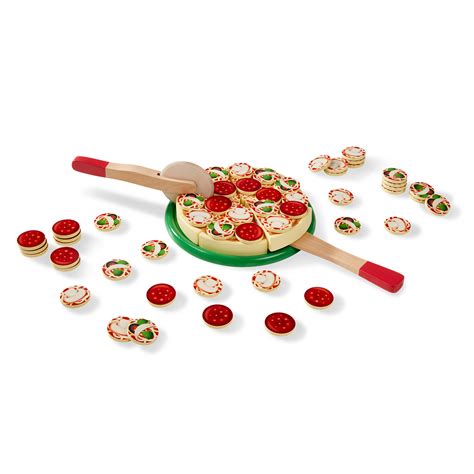 Melissa And Doug Pizza Party Wooden Play Food Set With 36 Toppings