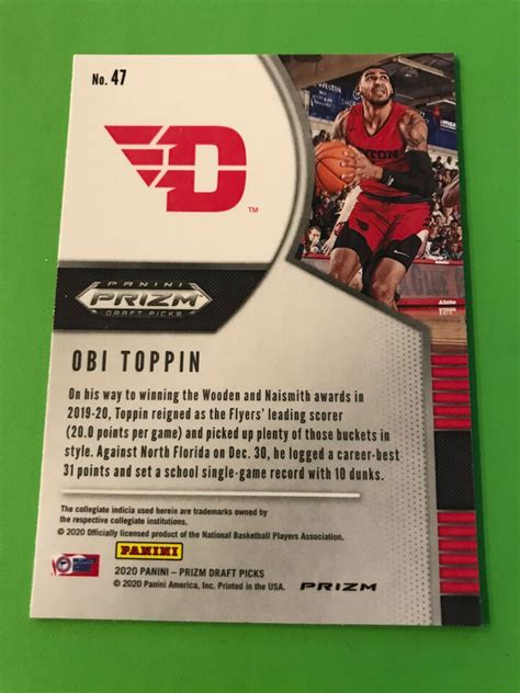 2020 Panini Prizm Draft Picks Obi Toppin 47 Ruby Red Wave RC Rookie