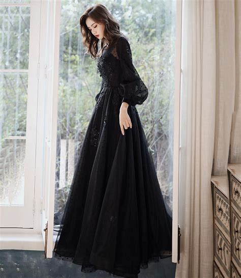 Black Tulle Lace Long Prom Dress Black Evening Dress In 2024 Black