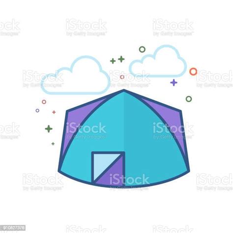 플랫 컬러 아이콘캠핑 텐트 관광에 대한 스톡 벡터 아트 및 기타 이미지 관광 관광객 그림자 Istock