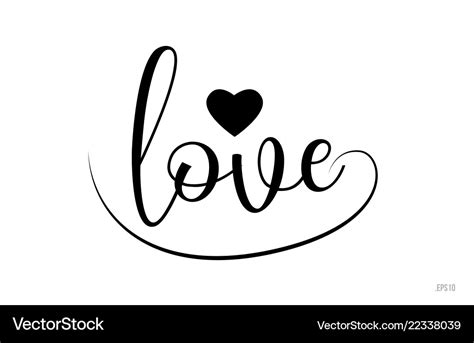 Love Typography Text With Love Heart Royalty Free Vector