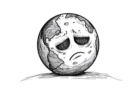 Sad earth emoji drawing illustrated | Free Photo Illustration - rawpixel