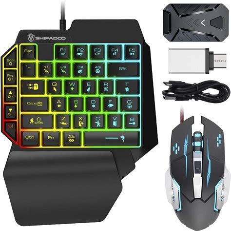 Combinação de teclado e mouse para jogos de uma mão luz de fundo arco