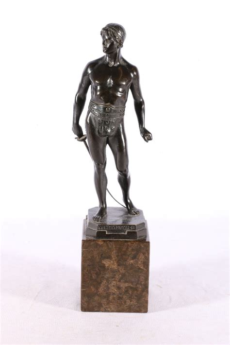 Bronzed Statue Of Julius Caesar With Veni Vidi Vici Motto To Base