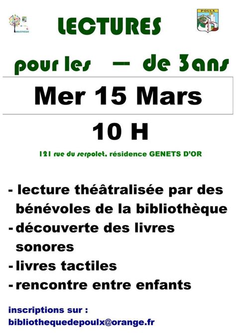 Lectures Pour Les Moins De Ans Mairie De Poulx Mairie