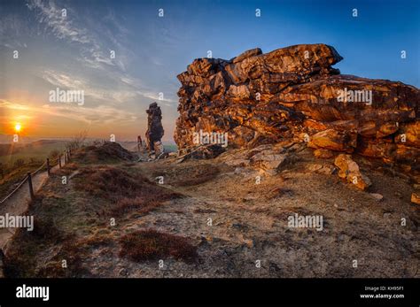 Teufelsmauer Bei Thale Im Sonnenuntergang Stock Photo Alamy