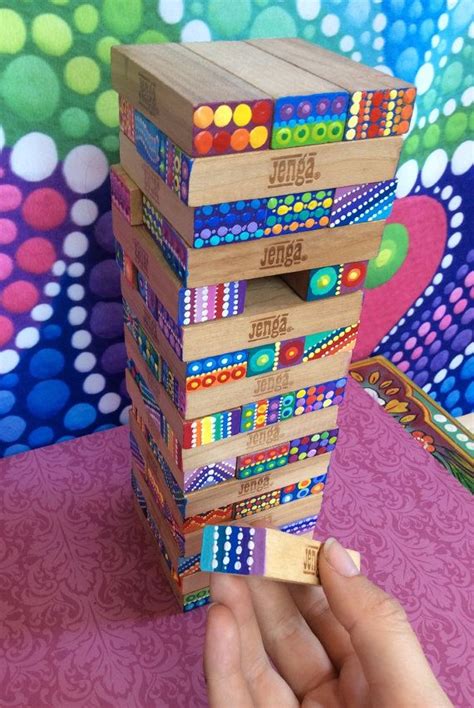 Upcycled Hand Painted Rainbow Funky Jenga Set Etsy Canada Школьные