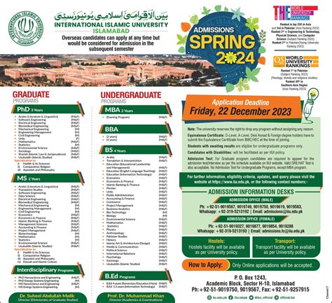 Islamic Uni Islamabad Admission Test Result Ms Phd